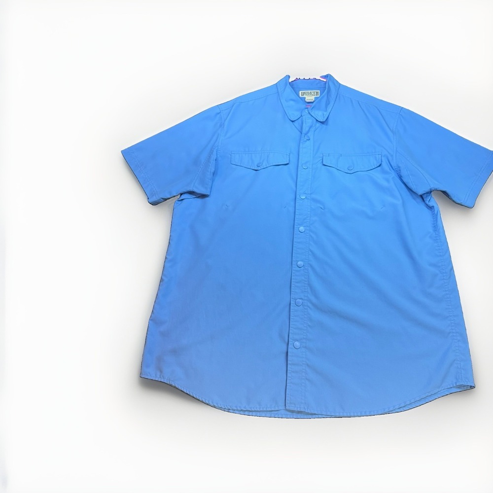 Duluth Trading Co CoolPlus Shirt Mens XL Tall Blue Ripstop Short Sleeve Fishing
